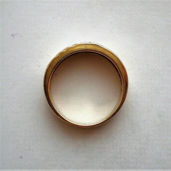 Vintage Designer Solid 14K Yellow Gold Diamond Cluster Wedding RING BAND P - Picture 4 of 9